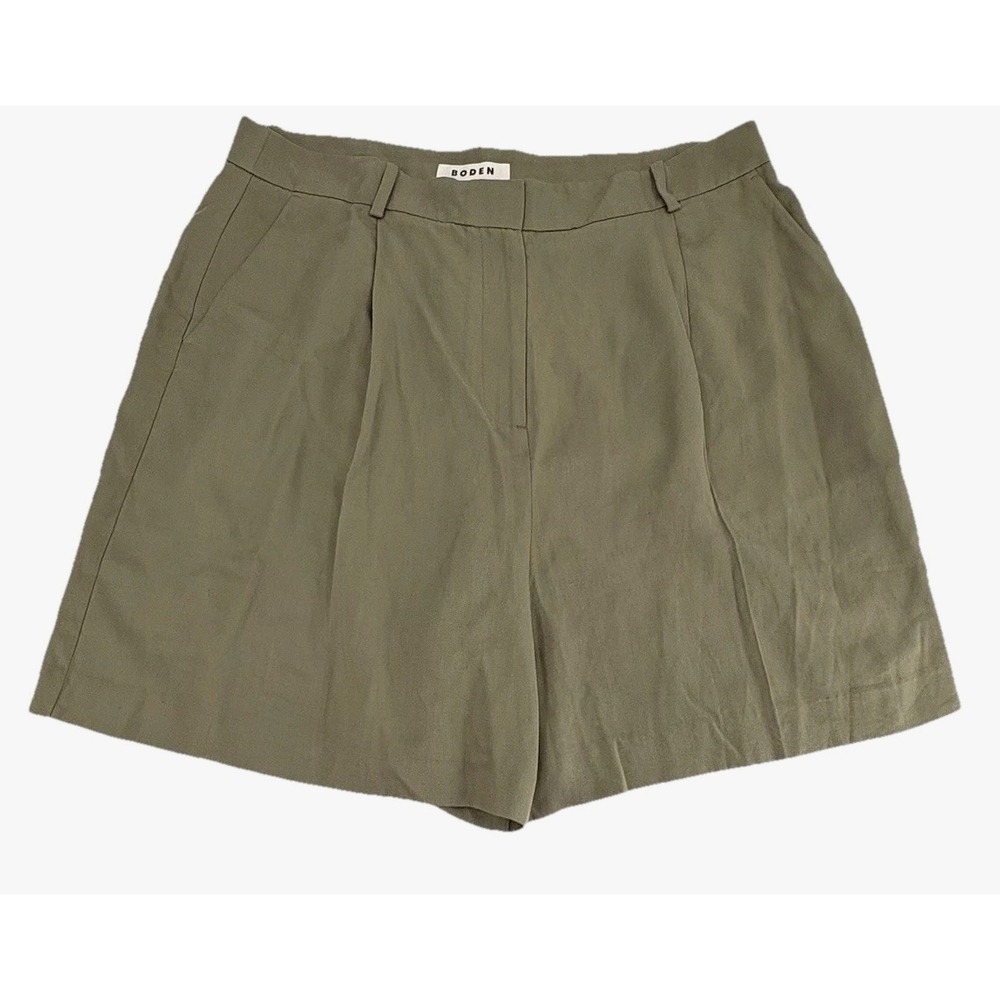 Boden Chino Twill Shorts Olive Green Classic Minimalist Women 14 NEW Tencel NWT